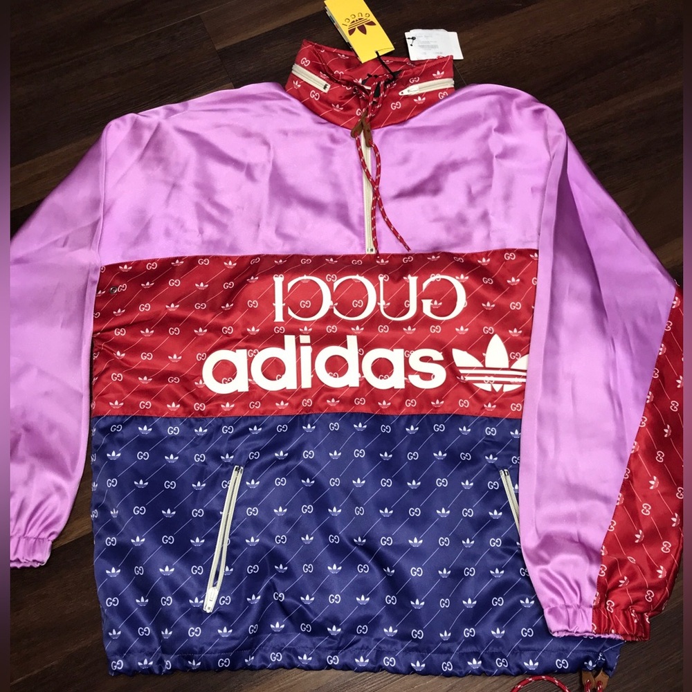Gucci X Adidas Collaboration Logo Acetate Oversize Jacket Size 50 New With Tags